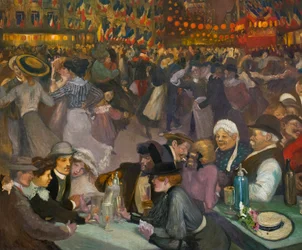 Bastilledagens dans (14 juli) - Alexandre Theophile Steinlen (1859-1923) - detalj av "" Bal du 14 juillet"