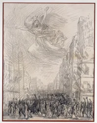 Victory eller Marseillaise Allegorie. Teckning av Theophile Alexandre Steinlen (1859-1923) 1915 Paris. B.N.