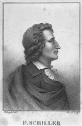 Friedrich Schiller (1759-1805) graverad av Massol (d.1831) (gravyr) (bw foto)