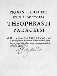 Titelsidan för The Prognostication of the Eximii Doctor of Paracelsus, 1536.