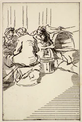 Tre kvinnor sittande, 1900-talet (etsning)