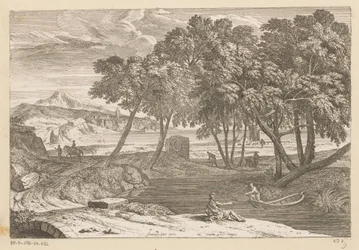Arkadiskt landskap med en fiskare i en båt Suite de Paysages (serietitel)