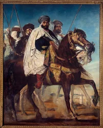 Ali Ben Ahmed, den siste kalifen av Constantine och ledaren för Harakta-stammen, följd av sin eskort framför Constantine, 1845. Mått: 3,25 x 2,6 m
