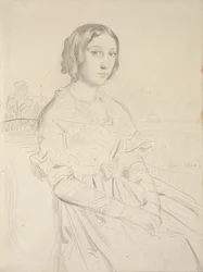 Porträtt av en ung kvinna, sittande tre fjärdedelar till vänster, 1839-1856