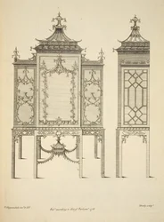 Design för ett Kinafall, pub. 1753 (gravyr)