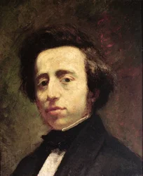 Porträtt av Frederic Chopin (1810-49) (olja på duk)