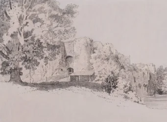 Chepstow Castle (penna, pensel och bläck på gouachemark)