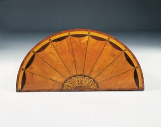 George III intarsia demi-lune commode, ca 1760-79 (satinwood, amaranth & tulpwood)