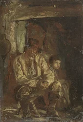 Skogshuggaren och hans son (olja på duk)