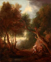 Skoglandskap, höstkväll (olja på duk)