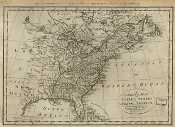 En korrekt karta över Nordamerikas förenta stater, inklusive de brittiska och spanska territorierna, noggrant fastställd i enlighet med 1784 års fördrag. LOC 74692103