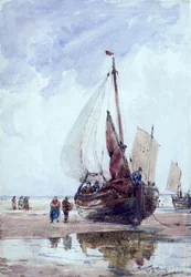 A Beached Fishing Smack (akvarell)