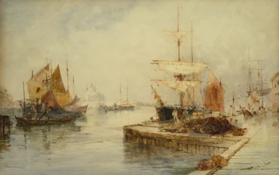 Ingången till Giudecca Venedig, ca 1870 (penna och akvarell)