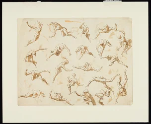 Blad med figurstudier (penna  bläck på papper)