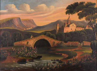 Italiensk scen med bro, 1840-1860