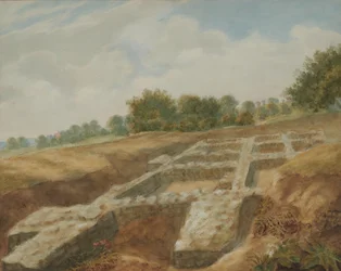 Utgrävning, berget, romersk villa, Maidstone, Kent