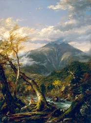 ""Indian Pass"" Torrentlandskap med amerikansk indian - Målning av Thomas Cole (1801-1848) - 1847 - Olja på duk Dim 101x75 cm Museum of Fine Arts, Houston