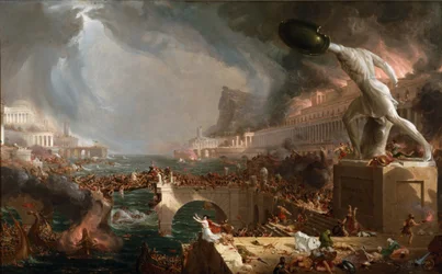 Sac de Rome (455) - Le Destin des empires - Destruction - av Thomas Cole - 1836- New York Historical Society - (Rom, Romerska riket, Gaiseric, Genserisk, Migrationsperiod, Barbarian Invasions, Vandaler, Fall of Western Roman Empire, Fall av Rom, Sack of Ro
