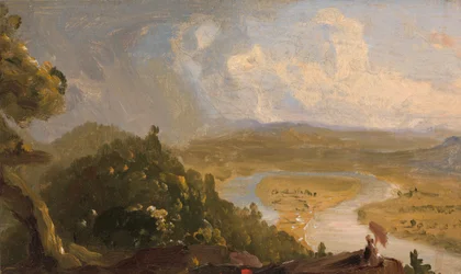 Skiss för utsikt från Mount Holyoke, Northampton, Massachusetts..., The Oxbow, 1836.