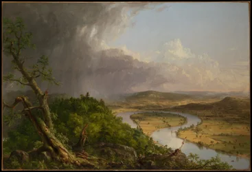 Utsikt från Mount Holyoke, Northampton, Massachusetts, efter ett åskväder - Oxbow