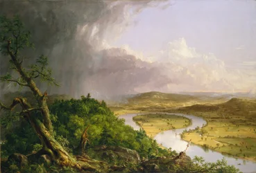 Utsikt från Mount Holyoke, Northampton, Massachusetts, efter ett åskväder-The Oxbow