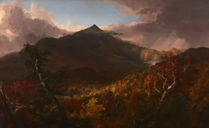 Vy över Schroon Mountain, Essex County, New York, efter en storm