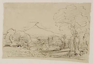 Vulkan, sjö, figurjakt, 1846-47 (penna och bläck med penna på papper)