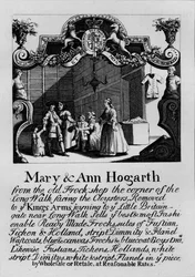 Handelskort för Mary och Ann Hogarths butik, 1807, 1827.