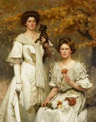 Hilda och Margaret, döttrar till professor Sir Edward Poulton, F.R.S., ca 1905