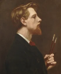 Självporträtt med två fyrkantiga borstar, ca 1880