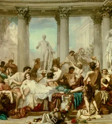 Detalj av: Romarna under dekadensen, målning av Thomas Couture (1815-1879)
