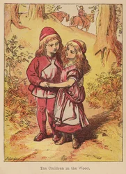 Barnen i skogen (gravyr i kolorit)