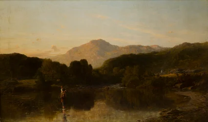 A Mountainous Riverscape, ca 1838-86 (olja på duk)