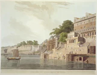 Dusasumade Gaut, vid Benares vid floden Ganges, ur Oriental Scenery: Twenty Four Views in Hindoostan, 1796