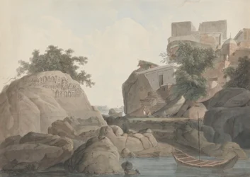 Fakirs klippa vid Sultanganj, vid floden Ganges