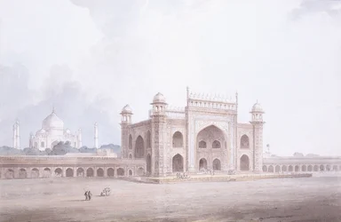 Porten till Taj Mahal, Agra, Uttar Pradesh,