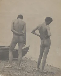 Thomas Eakins och John Laurie Wallace på en strand, ca. 1883.
