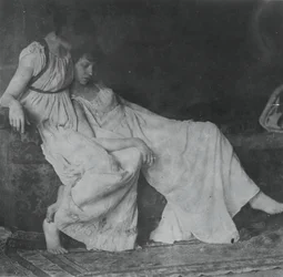 Oidentifierade modeller i grekiska dräkter, ca. 1883.
