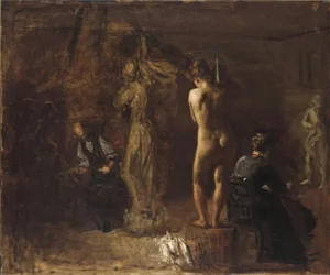 William Rush Carving His Allegorical Figure of the Schuylkill River, 1876 (olja på duk monterad på kompositionstavlan)