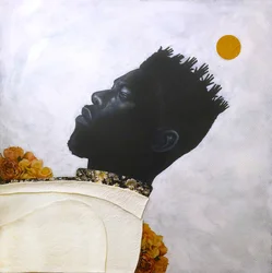 Hair Towards The Sun III, 2023 (blandteknik på duk)