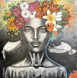 Smoking Beauty, 2018 (blandteknik på duk)