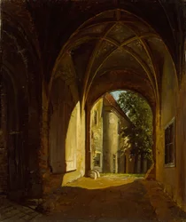 En välvd sal i Scharfenbergs slott nära Dresden
