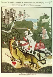 St. George and the Dragon, efter en originalmålning i Treenighetens kapell i Stratford Upon Avon, Warwickshire, 1804
