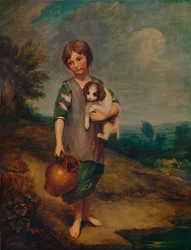 Stugaflicka med hund och kanna, 1785, 1935
