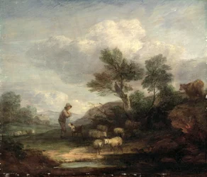 Landskap med får (olja på duk)