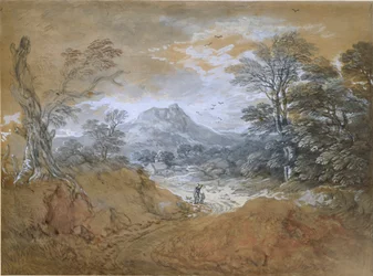 Landskap med en väg vid kanten av en skog, 1760-1765