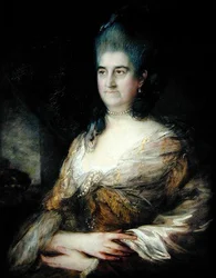 Porträtt av en dam, sägs vara Elizabeth Chudleigh (1720-88) (olja på panel)
