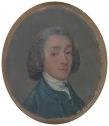 Porträtt av en ung man med pudrat hår, ca. 1750.