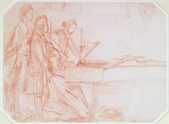 Study for a Group Portrait of a Musical Party, c.1770 (röd krita på papper)