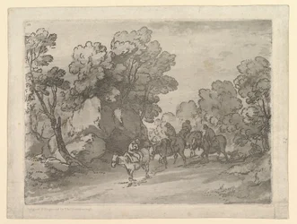 Skogbevuxen landskap med ryttare, 1 augusti 1797.